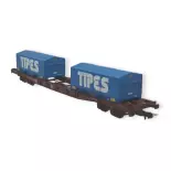 Vagón portacontenedores S70 "TIPS. - JOUF 6260 - SNCF - HO 1/87