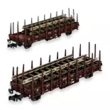 Set de 2 wagons plats à ranchers - Fleischmann 825805 - N 1/160 - DR - EP IV