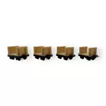 4 wagonnets à pâte à bois - Minitrains 5105 - HOe 1/87 - 2R