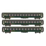 Set di 3 carrozze dello scomparto RIC Bm KATO K23012 - CFF - N 1/160 - EP IV V
