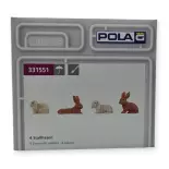 Pack de 4 Lapins - Figurine - POLA G 331551 - Échelle universelle - Blanc / marron