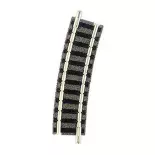 Rail courbe ballasté rayon 225,6 mm 15° Fleischmann 9127 - N : 1/160 - Code 80