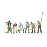 Pack de 6 Récolteurs de foins - Figurine - PREISER 10045 - Échelle HO : 1/87ème