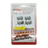 4 Black electric trolley trailers PREISER 17129 - HO 1/87 - EP IV