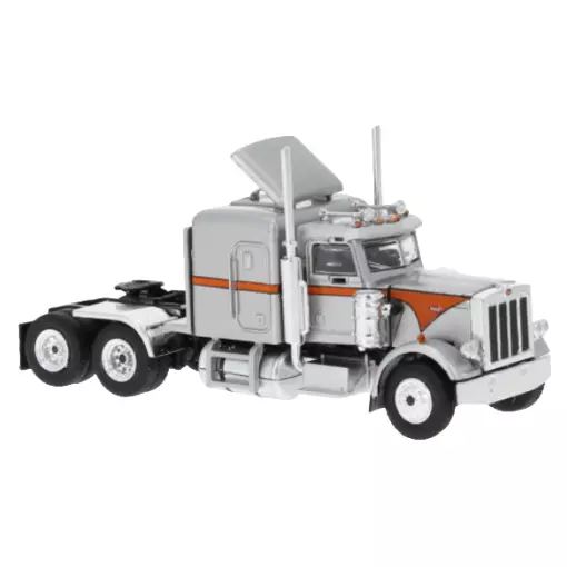 Camion Peterbilt 359 Brekina 85712 - HO : 1/87 - livrée gris argent / orange