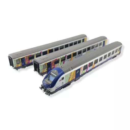 Set of 3 TER Alsace cars Ls Models 41231DC - HO 1/87 - 2R - SNCF - EP VI