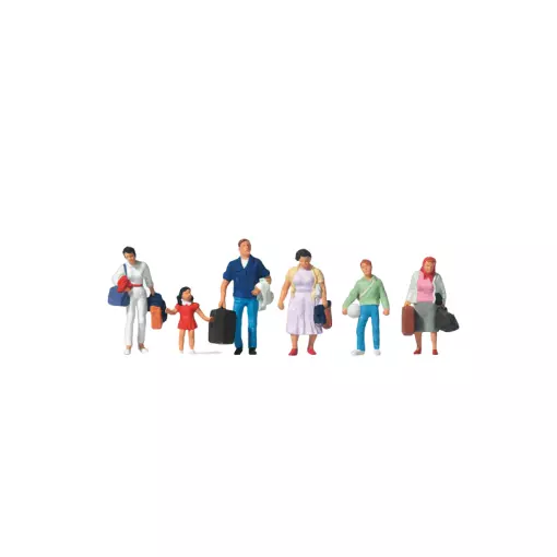 Lot de 6 voyageurs avec bagages PREISER 10784 - HO : 1/87