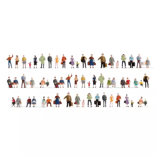MEGA SET 60 figurines "passants et voyageurs" NOCH 16070 - HO 1/87
