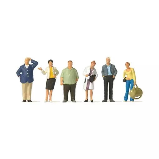 Set of 6 figures in a station platform Preiser 10734 - HO : 1/87