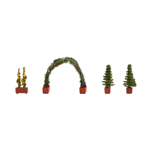 4 plantes ornementales avec 1 arc en roses NOCH 14022 - HO 1/87