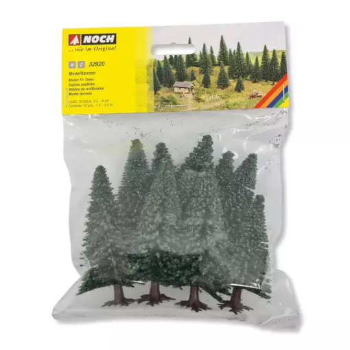 Pack de 10 sapins Noch 32920 - N 1/160 - Z 1/220 - Hauteur 35 à 90 mm