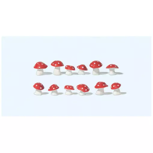 Lot of 12 Poisonous Mushrooms Amanite tue-mouches - G 1:22.5 - PREISER 45241