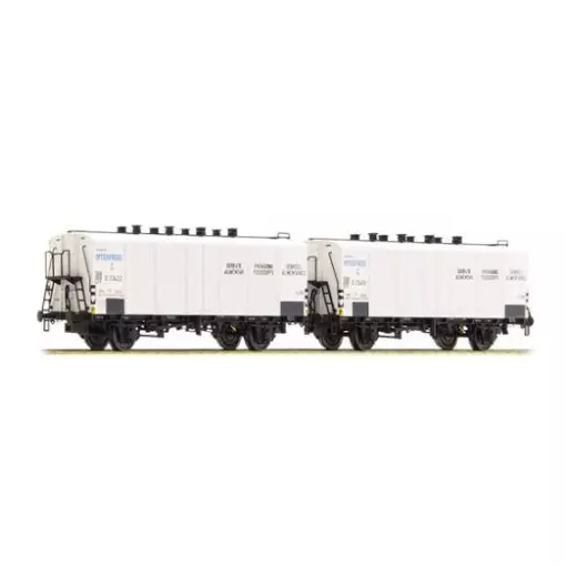 Set of 2 ICEFS refrigerator cars with small blue inscription "Interfrigo" delivered white