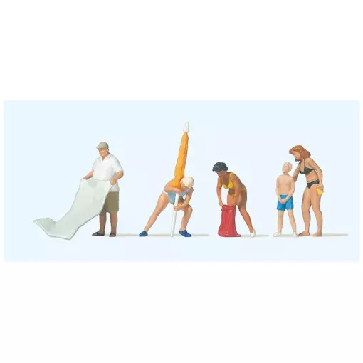 Set of 6 characters at the beach Preiser 10694 - HO : 1/87