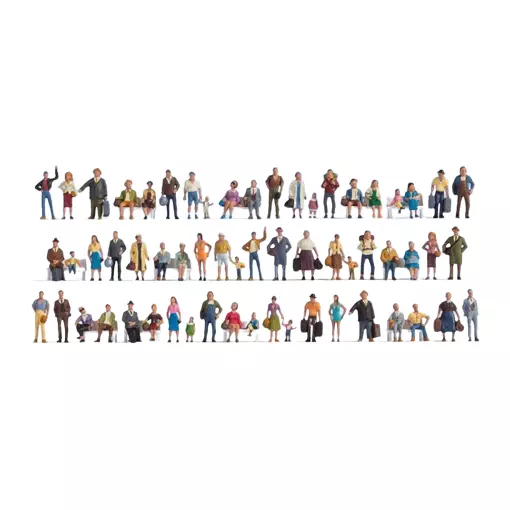 MEGA SET 60 figurines "passants et voyageurs" NOCH 16070 - HO 1/87