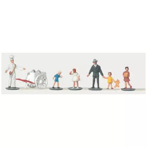 Lot de 6 personnages vendeur de glaces + passants Merten 0272203 - N : 1/160
