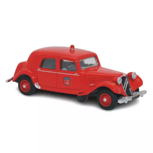 Voiture Pompiers de Lyon Citroën Traction 11B 1952 rouge SAI 6124 - HO 1/87