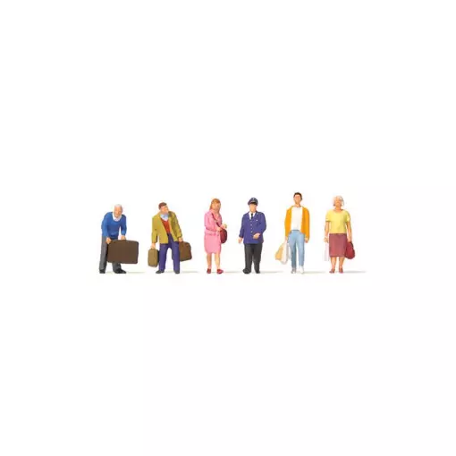 5 voyageurs et 1 contrôleur de train PREISER 10710 - HO : 1/87