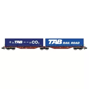 Wagon Porte-conteneur Sggmrss90 "TAB" REE MODELES NW206 - N 1/160 - EP V/VI