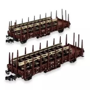 Set de 2 wagons plats à ranchers Fleischmann 825805 - N 1/160 - DR - EP IV