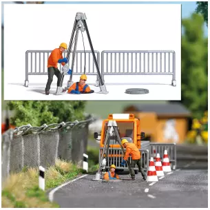 Travailleurs des égouts avec accessoires BUSCH 7907 - HO 1/87