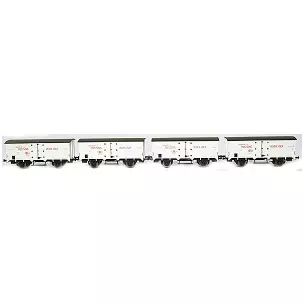 Set of 4 white Idls 2000C axle cars with reinforcements and red lettering for fish transport