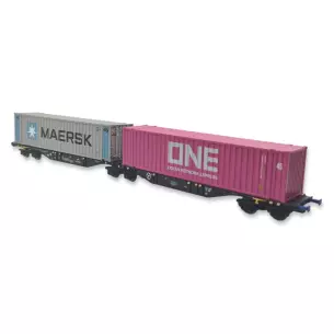 Wagon porte-conteneurs Sggmrss'90 Mehano 90661 - HO 1/87 - PKP Cargo - EP VI