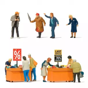Lot de 10 personnages à la chasse aux bonnes affaires - PREISER 10647 - HO 1/87