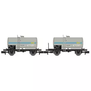 Coffret de 2 wagons citernes soudés à essieux livrée gris "SNCF"