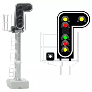Signal 7 feux LED 2xJaune/rouge/vert/rouge/jaune/Blanc MAFEN 413209 SNCF - N