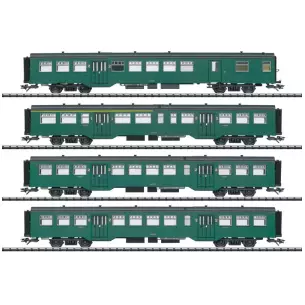 Set of 4 Trix 23221 Type M2 passenger cars - HO 1/87 - SNCB - EP III