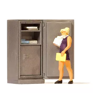 Une secrétaire surchargée, avec meuble de rangement PREISER 29106 - HO 1/87