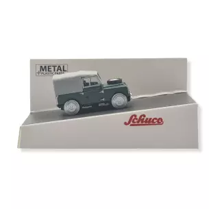 Land Rover 88 - Vert  avec des roues ferroviares SCHUCO 452663600 - HO 1/87