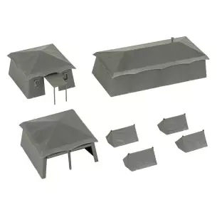 7 Green military tents, various sizes and shapes FALLER 144108 - HO 1/87