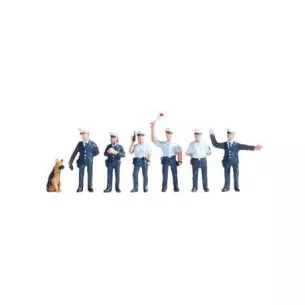 Lot de 6 agents de police avec un chien Noch 15091 - HO 1:87