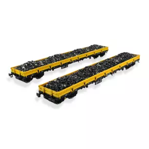 Set 2 wagons ranchers transport de gravier Roco 77026 DB AG - HO 1/87