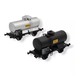 Coffret de deux wagons citernes de la SNCF, livrée SHELL, métal et noir - REE WB-706 - HO