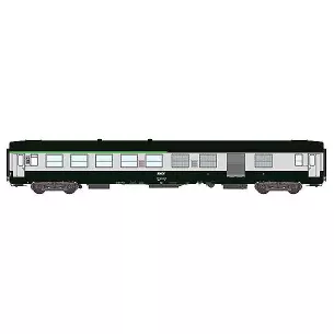 Voiture UIC cartouche corail mixte seconde classe/fourgon livrée vert garrigue et gris béton avec logo encadré