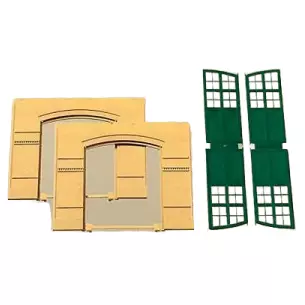 Kit de 2 murs et 2 portes pour Remise à locomotives Auhagen 80605 - HO : 1/87
