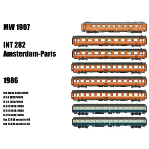 Set 8 voitures voyageurs INT 282 Models World 1907 - HO : 1/87 - SNCB / DB - EP IV