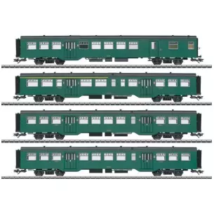 Set de 4 voitures voyageur type M2 Marklin 43546 - HO 1/87 - SNCB - EP III