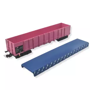 Wagon tombereau rose Eanos, bâche bleu amovible TILLIG BAHN 76718 CFF - HO 1/87