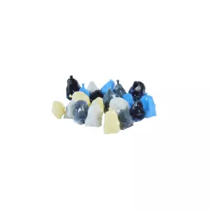 Lot de 20 sacs poubelles -Bleu/Noir/Blanc/Crème | 87Train 22267 | HO