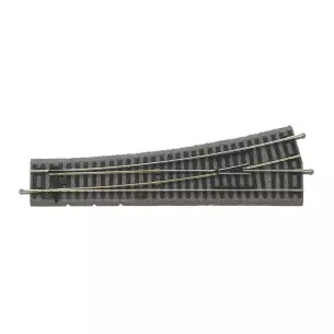 Aiguillage gauche avec ballast de dimensions 15°