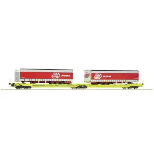 Wagon porte-remorque double articulé T3000e Roco 77391 - HO : 1/87 - GATX - EP VI