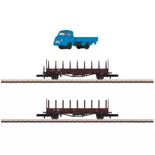 Set of 2 Rmms 33 Stake Cars Marklin 82132 - Z : 1/220 - DB - EP III
