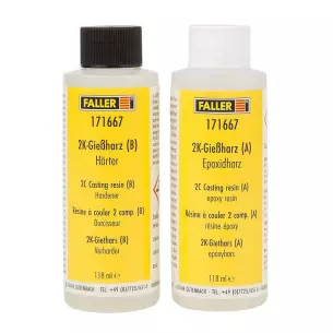 Résine EPOXY en 2 composants Faller 171667. Deux pots de 118 g.