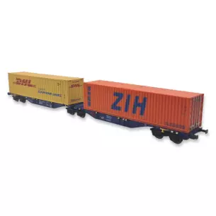 Wagon porte-conteneurs Sggmrss'90 Mehano 90663 - HO 1/87 - CBR - EP VI