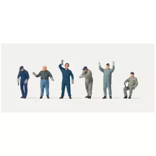 Lot de 6 personnages ouvriers Merten 0212587 chargeant des marchandises - HO 1/87