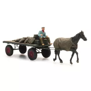 Charette pour le transport de charbon avec cheval